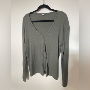 Aritzia Wilfred Free Olive Green Button Up Cardigan